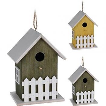 Bird House - Comedero para pájaros con valla y ventana en 2 colores
