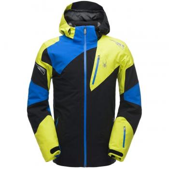 Spyder Leader Chaqueta, Hombre, Negro/Azul/Amarillo, L