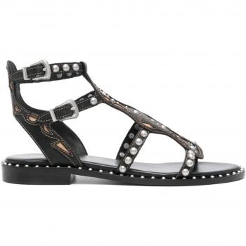 Ash Women's Plaza Studded Leather Sandals in Black | Size 39 | PLAZA01COMBOABLACK Color SKIN Color SILVER
