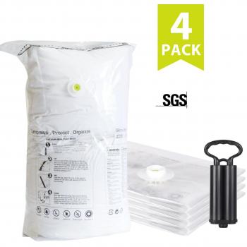 Bolsas de Almacenamiento al Vacío, ISENPENK 4pcs Reutilizables Bolsas de Almacenaje 56*80*30cm Comprimidas Herméticas para Ahorrar Espacio, para Edredones, Mantas, Ropa