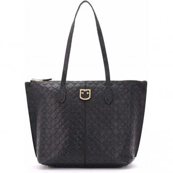 Furla Bolso de hombro Luce de piel negra texturizada