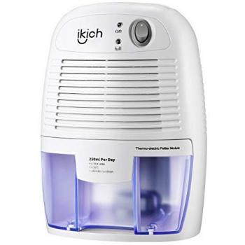 iKich Deshumidificador Portátil Eléctrico,500 ML, Mini Deshumidificador Silencioso,250ml/día, 27W,Auto-Apagado Bajo Consumo,Certificado CE y UL, Habitación Pequeña, Armario,Trastero