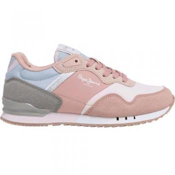 Zapatillas Deportivas Pepe Jeans London Colors Rosa Mármol para Niña - Moda Juvenil, Plano, Cordones