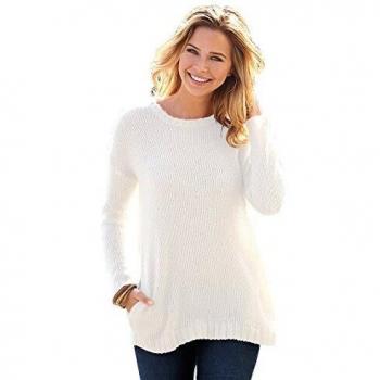 VENCA Jersey canalé en Escote Mujer by Vencastyle - 007082,Marfil,XXL