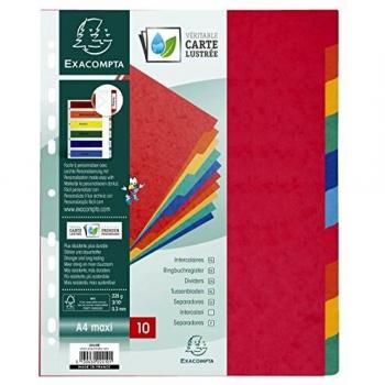 Exacompta Nature Future A4 Maxi Dividers, 225 gsm, 10 Part, Multi-Coloured