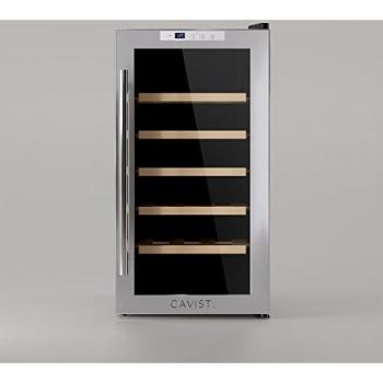 Cavist CAVIST18 Vinoteca 18 Botellas, 52 Litros, Ultra Silenciosa, Acero Inoxidable, Plateado, 1 W, Madera
