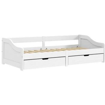 Sofá Cama IRUN con 2 Cajones de Madera Maciza de Pino Blanca 90x200cm
