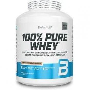 BioTechUSA 100% Pure Whey Protein Powder with Bromelain, Cookies & Cream Flavor, 2270g