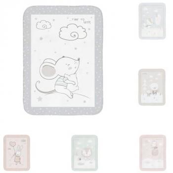 Manta de bebé super suave Kikkaboo Joyful Mice 80 x 110 cm, manta de vellón, color gris