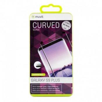 Muvit MUTPG0352 - Protector Pantalla para Samsung Galaxy S9 Plus, Vidrio Templado Curvo