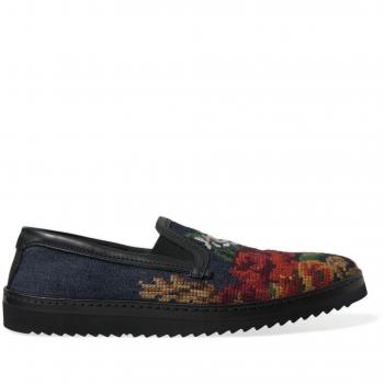 Dolce & Gabbana Multicolor Floral Loafers for Men - Size 12 US / EU45 with Rubber Sole