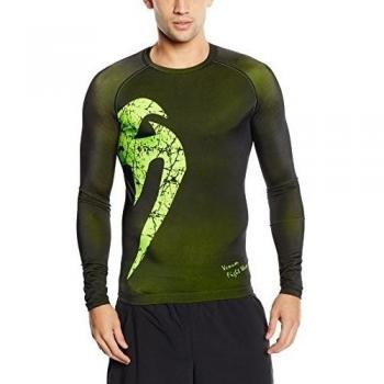 Venum - camiseta de hombres de manga larga, evita erupciones cutáneas, hombre, color Black/Neo Yellow, tamaño mediano