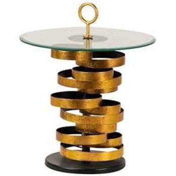 Mesa Auxiliar de Metal y Cristal Dorado Yuku 51x51x66 cm - Elegante y Funcional, Color Dorado/Negro