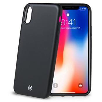 Celly Soft Matt Funda Protectora para iPhone X/XS, Color Negro, TPU Mate