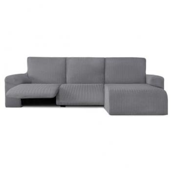 Funda para chaise longue de brazo corto derecho Eysa JAZ Gris 120 x 120 x 360 cm