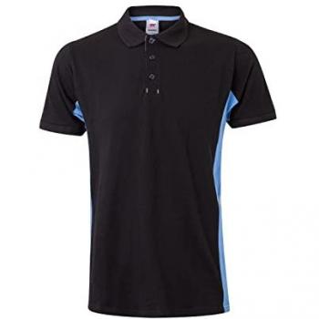 Polo Bicolor Manga Corta Velilla Negro/Celeste Talla L