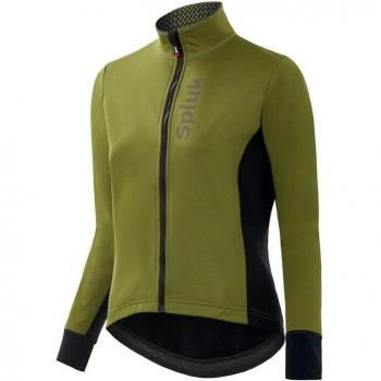 Chaqueta de ciclismo de mujer Spiuk Anatomic con membrana cortavientos, color verde caqui y negro, talla M