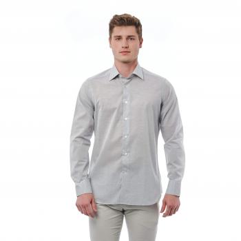 Bagutta Gray Cotton Shirt - XL, Casual Shirt, Male, Color: Gray, Size: 2XL, Regular Fit, Italian Collar