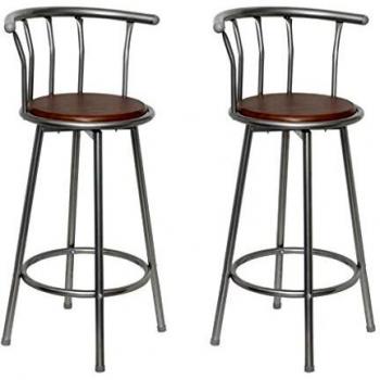 Brown Steel Bar Stools - Set of 2