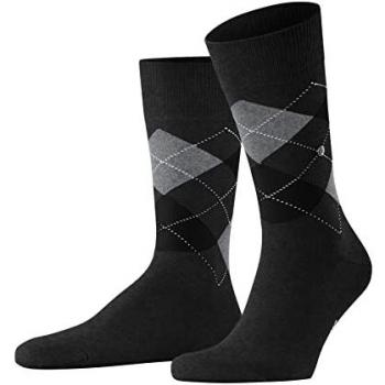 Burlington Men's King Diamond Pattern Cotton Socks - Eco-Friendly, Size 40-46, Grey/Black