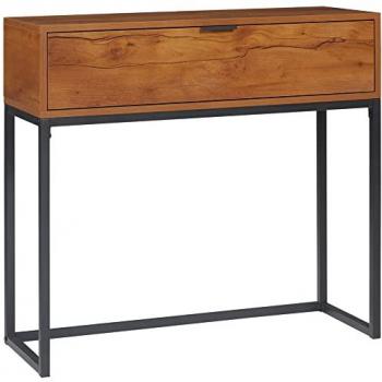 Mesa Consola Industrial con Cajón y Espacio de Almacenamiento, Mesa Auxiliar para Entrada y Salón, Acero Natural, 80 x 30 x 76 cm