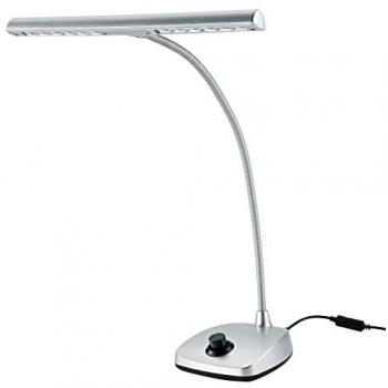 K&M 12298 LED Piano Lamp - Adjustable Clip-On Light with Silver Finish