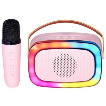 Altavoz Karaoke Bluetooth Portátil Trevi XR 8A01 Rosa 10W con Micrófono y Luz Disco