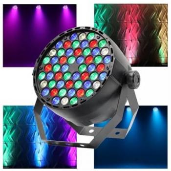 Proyector Slim DMX512 Flat Par RGB+W Alta Luminosidad 54 LEDs
