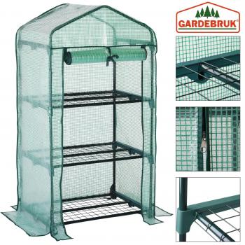 Invernadero PE 4.1x1.6x2.3ft con 3 niveles Gardebruk - Invernadero de jardín Vivero para cultivos Huerto exterior para plantas con estantes 3 animales