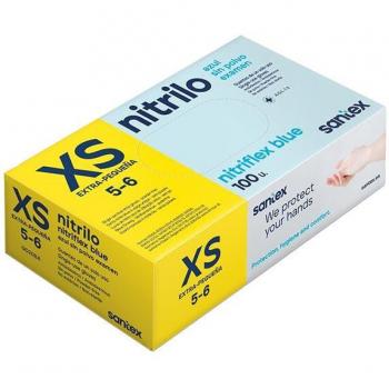 Santex Nitriflex Blue Pack de 100 Guantes de Nitrilo para Examen Talla M - 3.5 gramos - Sin Polvo - Libre de Látex - Ambidiestros - No Estér