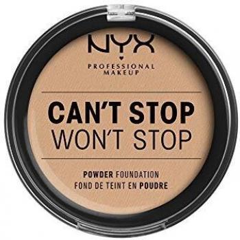 NYX Professional Makeup Polvos de sol Can't Stop Won't Stop Full Coverage Powder Foundation, Acabado mate, Control de brillos, Larga duración, Fórmula vegana, Tono: Natural