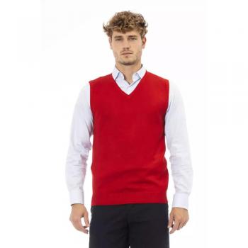 Alpha Studio Red Viscose Vest - IT50 | L, Sleeveless Knitwear, male, Red, Size: L