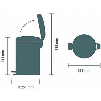Brabantia NewIcon Cubo de basura de pedal de 12 litros, Acero Inoxidable, Mineral Eternal White