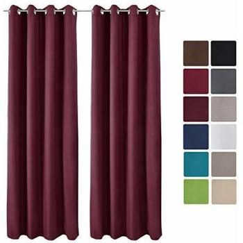 Cortina Termica de Ojales Beautissu - 2 Piezas - 140x245 cm - Color Burdeos