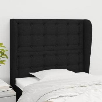 Cabecero de tela negro con orejas 103x23x111/128 cm