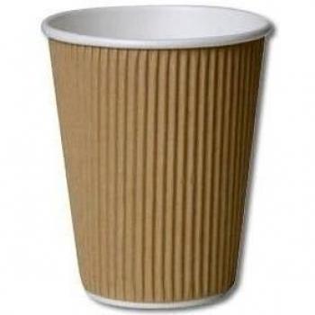 25 X 12oz / 360ml Kraft triple walled disposable paper ripple cups