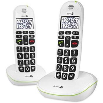 Doro PhoneEasy 110 Duo Teléfono Inalámbrico DECT para Personas Mayores con Teclas Grandes Parlantes, Función de Llamada Interna y Audio Amplificado [Versión Española y Portuguesa]