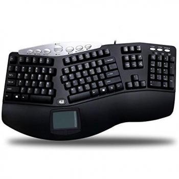 Adesso Tru-Form(TM)Pro -Contoured Ergonomic Keyboard with Built-In Touchpad and Hot Keys, USB, QWERTY, 1.6 m, FCC Class B/CE, 50.8 mm, 273 mm