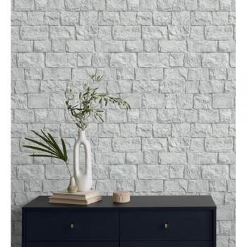 Papel Pintado Vinílico Lavable Muro de Ladrillos Textura Relieve - Zion Fortress 682656 - Rollo 10 m x 0,53 m