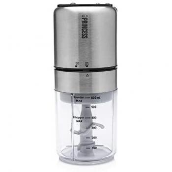 Princess 221080 Multipicadora y licuadora 350 W 2 en 1, capacidad de 500 ml, base antideslizante, 2 cuchillas, Compacta.