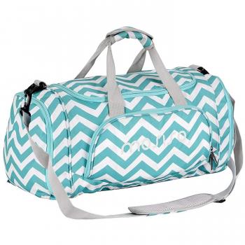 MOSISO Bolsas de Gimnasio con Compartimento Zapatos, Chevron Gym Hombro Bolso para Hombres/Mujeres Dance Travel Weekender,Caliente Azul