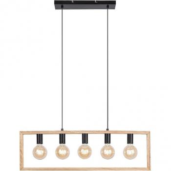 Lámpara Colgante Escandinava de Metal Negro 5 Focos E27 Dimmer IP20 INDIGO RABALUX