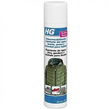 HG Impermeabilizante Repelente del Agua, Aceite, Grasa y Suciedad para Tejidos - Spray Impermeabilizante para Tejidos – Protege Tejidos – Previene las Manchas, 300 Mililitros