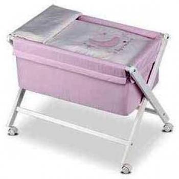 Pirulos 28312320 - Minicuna plegable tijera blanca, diseño a dormir, 68 x 90 x71 cm, color blanco y rosa
