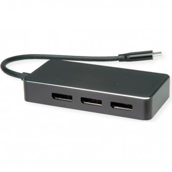 Adaptador Multi-Display USB Tipo C - 3x DisplayPort, Multi-Stream 4K, Negro
