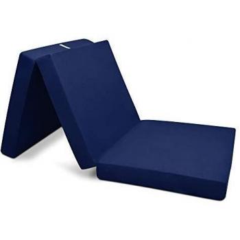 Beautissu Cómodo colchón Plegable Campix 60 x 190 x 7 cm - Ahorra Espacio - con Funda de Microfibra - Azul Marino