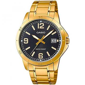 Reloj de pulsera CASIO COLLECTION MTP-V004G-1B con correa y dial color negro