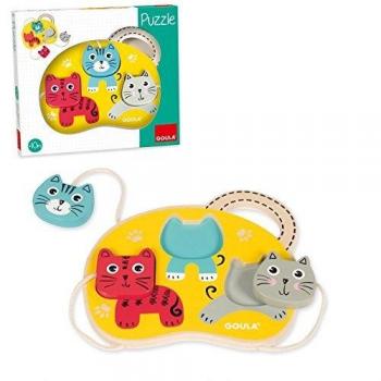 Juego Didáctico Goula - Puzzle de 3 Gatos, 15 Piezas, Apto para Niños a Partir de 1 Año