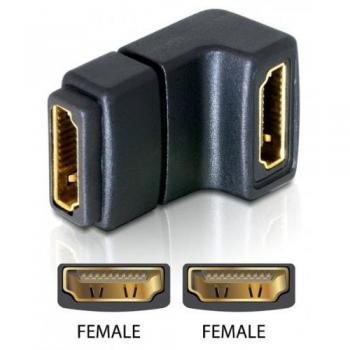 Adaptador HDMI Hembra a Hembra 90° Acodado, 1440p, Negro