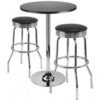 3-Piece Breakfast Bar Table Set with Storage